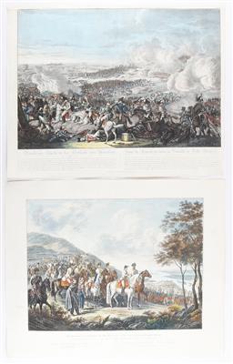 Konvolut von 7 Farblithographien zur Thematik der Napoleonischen Kriege, - Historische Waffen, Uniformen, Militaria