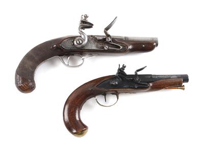 Zwei Steinschlosspistolen, - Antique Arms, Uniforms and Militaria