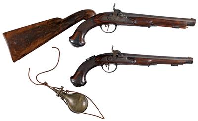 Perkussionspistolenpaar, - Antique Arms, Uniforms and Militaria