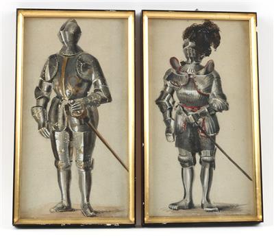 Zwei Aquarelle, - Historische Waffen, Uniformen, Militaria