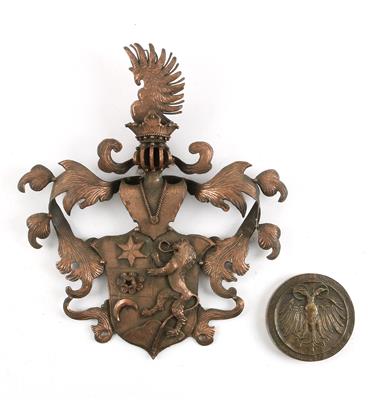 Konvolut von einem schmiedeeisernen Wappen, - Antique Arms, Uniforms and Militaria