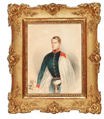 Johann Nep. Horrak (1815-1870?), Prinz Richard Metternich als k. k. Chevauleger-Offizier um 1840, - Historische Waffen, Uniformen, Militaria