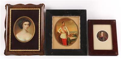Kleine Sammlung von gerahmten bzw. gefassten Bildern (Drucke) von Kaiserin Elisabeth (Sisi), - Antique Arms, Uniforms and Militaria