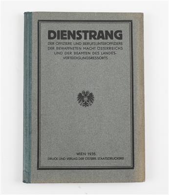 Dienstrangverzeichnis für das Österreichische Bundesheer und die Bundesheeresverwaltung, Jahrgang 1935, - Antique Arms, Uniforms and Militaria