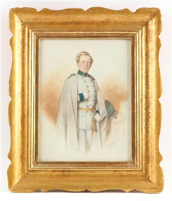 Josef Burda (Troppau 1827-?) 'Portrait eines Hauptmannes d. k. k. Infanterie um 1856', - Antique Arms, Uniforms and Militaria