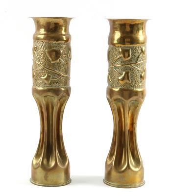 Paar (2 Stk.) Vasen in Grabenkunst ('Trench-Art'), - Starožitné zbraně