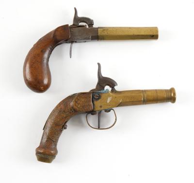 2 Stück Perkussions-Terzerolpistolen, - Antique Arms, Uniforms & Militaria