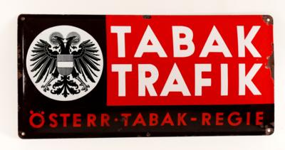 Emailschild der Österr. Tabakregie für eine Tabak-Trafik im österr. Ständestaat, - Antique Arms, Uniforms & Militaria