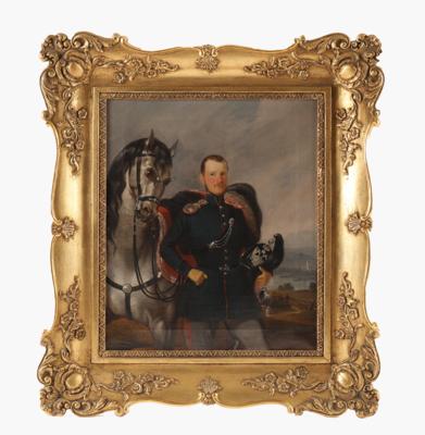 Ölportrait eines Offiziers der österr. Nationalgarde-Kavallerie um 1849 aus Kärnten - Antique Arms, Uniforms & Militaria