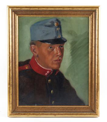 Portrait darstellend einen k. u. k. Geschütz-Vormeister (Korporal-Äquivalent), - Starožitné zbraně