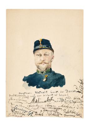 Erwin Puchinger, Portrait des'Hauptmann Matasic Cmdt der Danae nach der Schlacht bei Lissa', - Armi d'epoca, uniformi e militaria