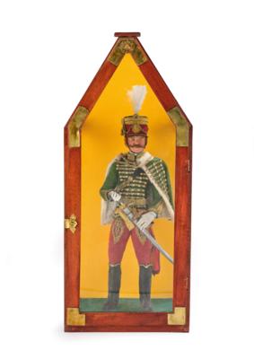 Historische Figur von Fritz Rabenlehner in Form eines k. k. Husarenoffiziers - Antique Arms, Uniforms & Militaria