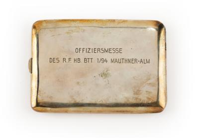 Militärisches Ehrengeschenk der k. u. k. Radfahrtruppe in Form eines silbernen Zigarettenetuis, - Historische Waffen, Uniformen & Militaria