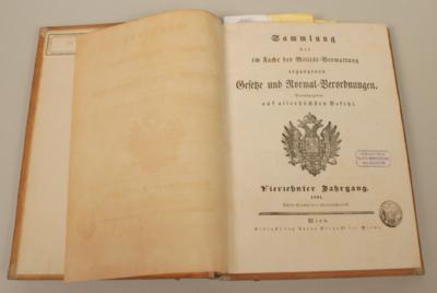 Buch "Sammlung der im Fache der Militär-Verwaltung ergangenen Gesetze und Normal-Verordnungen", - Starožitné zbraně