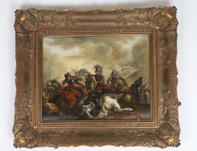 Gemälde einer Reiterschlacht im 17. Jh., - Starožitné zbraně