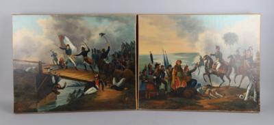Konvolut von 2 Gemälden aus der Kampfgeschichte von Napoleon Bonaparte, um 1900, - Armi d'epoca, uniformi e militaria
