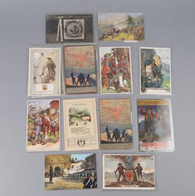 Konvolut von 29 patriotischen Postkarten, einige davon gelaufen zum Thema 'Wehrhaftes Tirol', - Antique Arms, Uniforms and Militaria