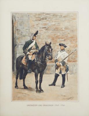 Konvolut von 16 Lithographien aus dem Uniformen-Werk 'Die Österr. Armee v. 1700-1867' - Armi d'epoca, uniformi e militaria