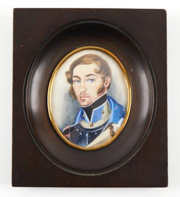 K. k. Kavallerie, Miniaturportrait des Kürassieroffiziers Friedrich Freiherr v. Wodniansky - Starožitné zbraně