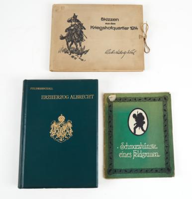 Konvolut von 2 Büchern und einer 'Lose-Blatt-Mappe' zum Thema k. u. k. Armee: - Armi d'epoca, uniformi e militaria