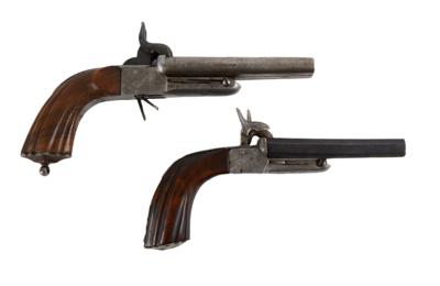 Konvolut von 2 Lefaucheux-Kipplaufpistolen, - Antique Arms, Uniforms and Militaria