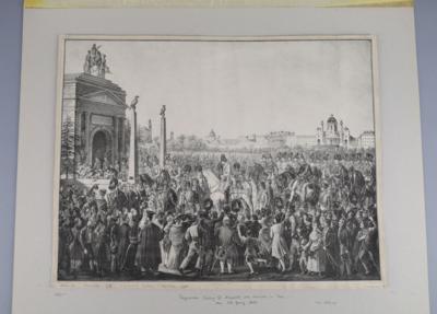 Konvolut von 2 militärischen Drucken und einer Bleistiftzeichnung aus den Napoleonischen Kriegen: - Armi d'epoca, uniformi e militaria