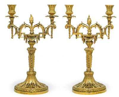 "SASIKOW" - A pair of 2-light candlesticks from St Petersburg, - Silver
