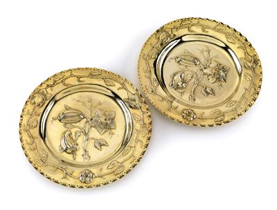 Two George II. plates from London, - Silver