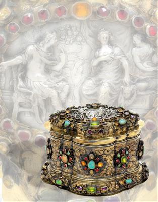 A lidded box elaborately set with gemstones, from Augsburg, - St?íbro