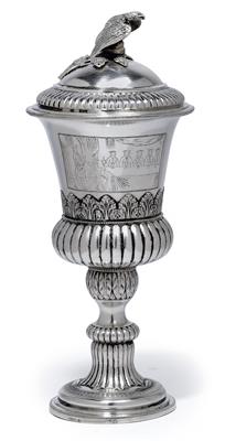 A lidded goblet bearing an engraved Hebrew dedication, from Berlin, - St?íbro