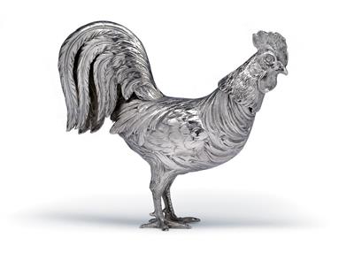 A lidded container in the form of a rooster, - St?íbro
