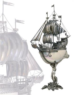 A Historism Period sailing vessel ("Nef") from Germany, - Silver