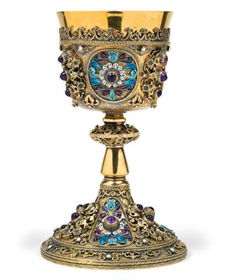 An enamelled goblet, - Silver