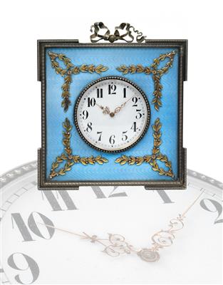 Iwan Brizyn – An enamelled table clock, - Silver