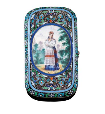 KLEBNIKOW - An enamelled lidded box from Moscow, - St?íbro