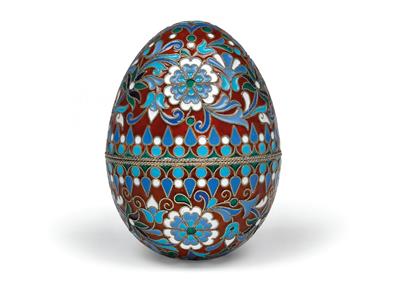 A cloisonné egg from Moscow, - Silver