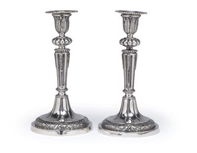 A pair of candlesticks from Dresden, - Silver