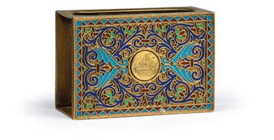 A cloisonné match-box container from St Petersburg - Silver