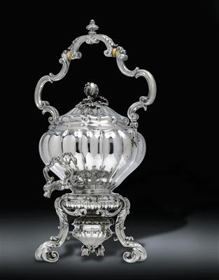 A hot water pot with rechaud and burner, from St Petersburg, - Silver