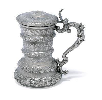 A Biedermeier lidded tankard from Vienna, - Silver