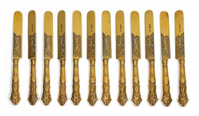 Twelve dessert knives from London, - Silver