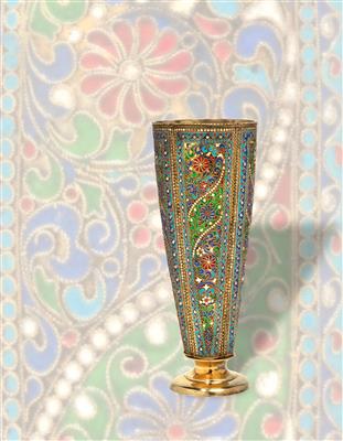 A cloisonné vase, - Argenti