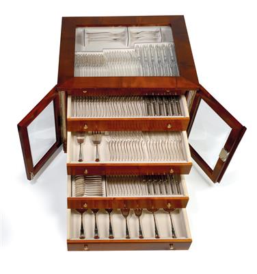 A cutlery service for 12 individuals, - Stříbro