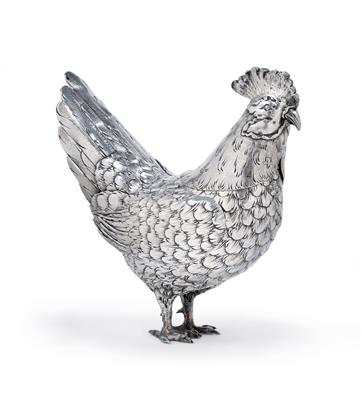 A figure of a rooster, - Silver