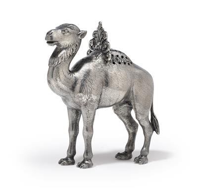 Lissaboner Zahnstocherbehälter in Form eines Kamels, - Silber