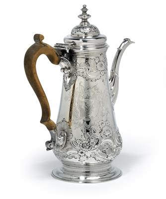 A George II. coffee pot from London, - Silver