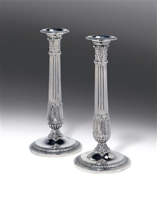A pair of candlesticks from Germany, - Stříbro