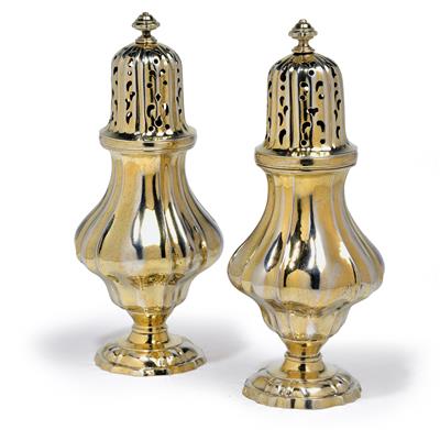 A pair of Dutch condiment casters, - Silver