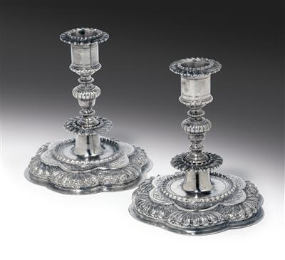 A pair of Joseph I. candlesticks from Vienna, - Argenti