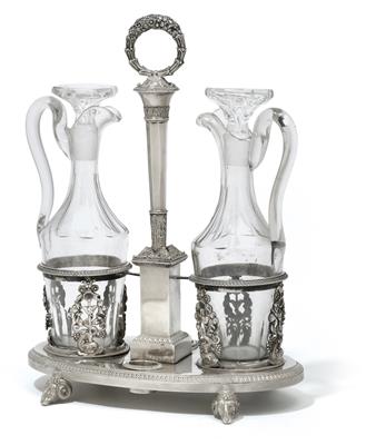 A cruet frame from Paris, - Stříbro